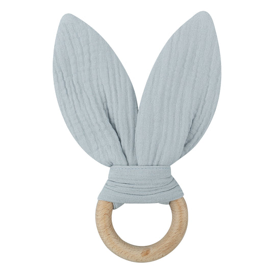 Wooden Teether with Muslin Cotton Bunny